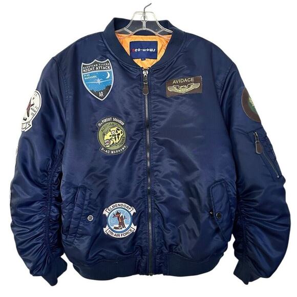 Vintage Neo Wows Jacket Men’s size L Navy with Patches - Picture 1 of 16
